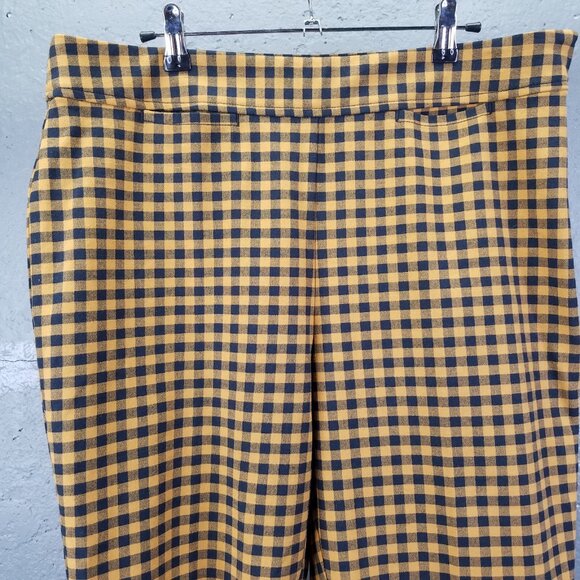 Maeve by Anthropologie Capri Pants Women's sz 14 Orange/Black Check Plaid Preppy - Picture 2 of 13